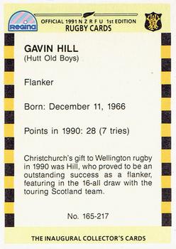 1991 Regina NZRFU 1st Edition #165 Gavin Hill Back